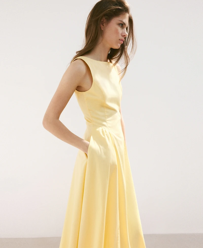 Mango Women's Boat-Neck Ruched Dress