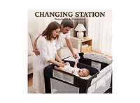 Kinder King Baby 4-in-1 Portable Playard with Bassinet, Changing Table and Storage