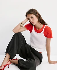 Mango Women's Elastic Waistband Baggy Pants