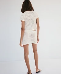 Mango Women's Short Crocheted Cotton Skirt
