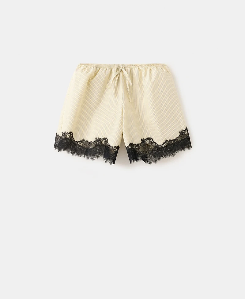 Mango Women's Striped Lace Shorts