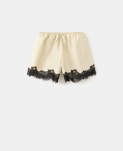 Mango Women's Striped Lace Shorts
