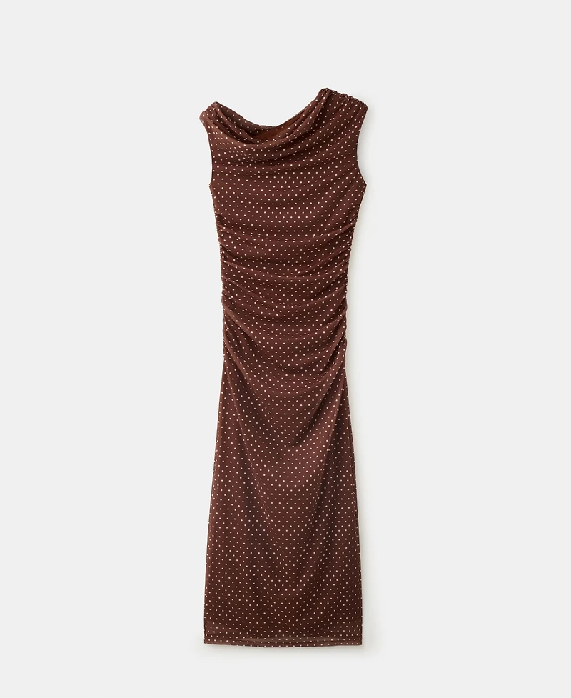 Mango Women's Fitted Polka-Dot Midi Dress