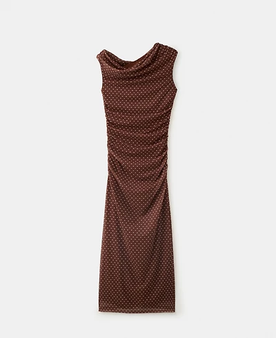 Mango Women's Fitted Polka-Dot Midi Dress