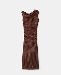 Mango Women's Fitted Polka-Dot Midi Dress
