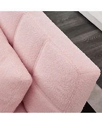 Rainsken Convertible Sofa Bed Futon With Gold Metal Legs Teddy Fabric