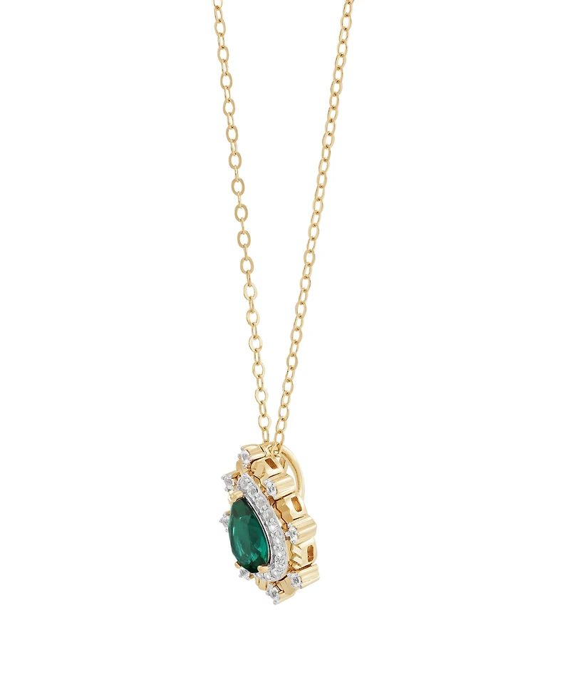 Macy's Lab-Grown Ruby (3/4 ct. t.w.) & Sapphire (1/4 Pendant Necklace 14k Gold-Plated Sterling Silver (Also Available Emerald Sapphi