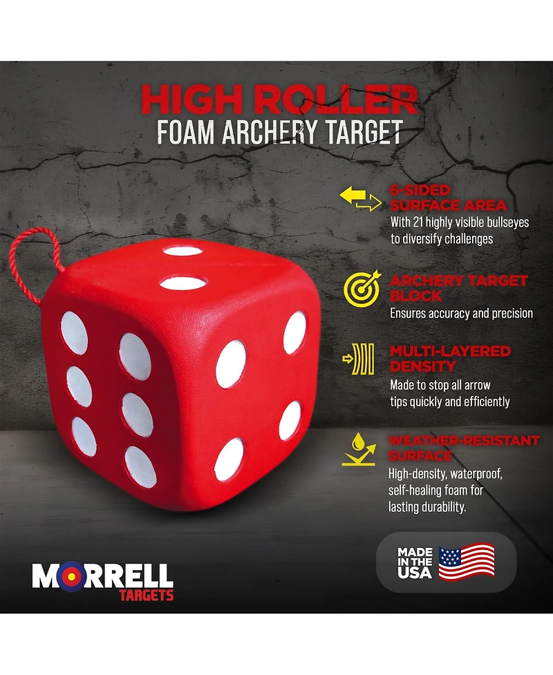 Morrell Targets High Roller Foam 6 Sided 21 Combo Archery Target, 13x13x13"