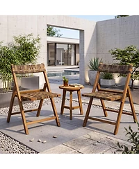 Gymax Teak Wood Folding Chairs Set of 4 400 Lbs Outdoor Seating with 110-Degree Contoured Back