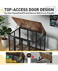 homfan Flip Top Dog Crate Furniture, 47 Inch Heavy Duty Metal Dog Cage End Table with 2 Doors and Latches for Large Medium Small Dogs