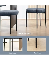 Homcom Boucle Dining Chairs with Curved Backrest, Kitchen Chairs