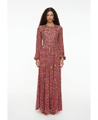 Maryisa Women's Modest Embellished Sequins A-Line Dress