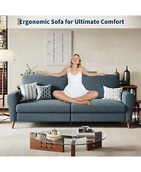 gaomon 84" boucle sofa couch for living room, 3 seater with deep seats, wide armrests, wood legs, modern loveseat for small spaces and office