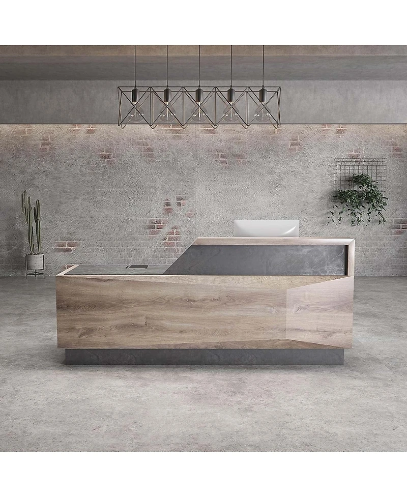 Logicfox Reception Desk with Drawer Cabinet Computer Workstation for Checkout, Lobby
