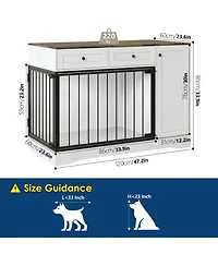 homfan Heavy Duty 47" Dog Crate Furniture with Double Doors - 2 Drawers and Cabinet - Decorative Indoor Dog House End Table for Small, Medium.