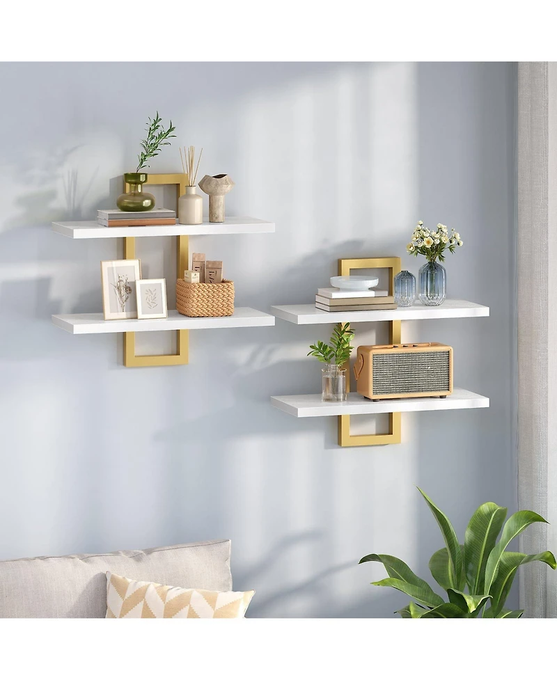 Slickblue Set of 2 Wall Mounted Shelves for Living Room, Bedroom or Bathroom