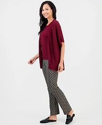 Jm Collection Womens Pointelle Open Front Cardigan Tank Top Chain Print Pants Macys Exclusive