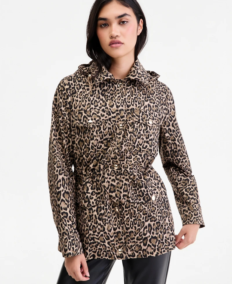 Michael Kors Women's Hooded Leopard-Print Anorak Jacket