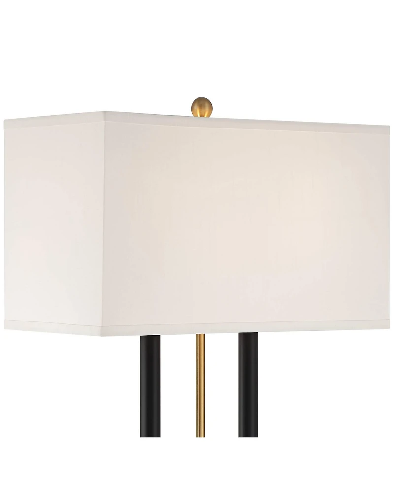 Stiffel Barclay 28" Tall Traditional Table Lamp Dual Usb Ports Black Gold Finish Metal Single White Shade Living Room Charging