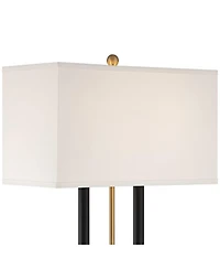 Stiffel Barclay 28" Tall Traditional Table Lamp Dual Usb Ports Black Gold Finish Metal Single White Shade Living Room Charging