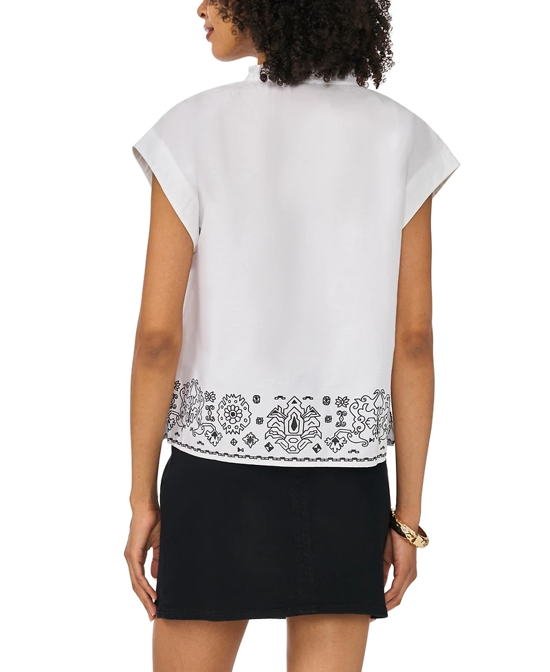 Vince Camuto Women's Rolled-Up Short-Sleeve Top