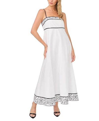 Vince Camuto Women's Square Neck Spaghetti Strap Midi Dress