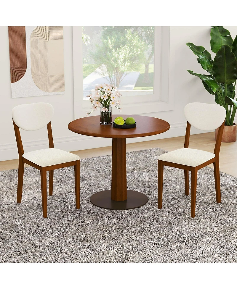 Gymax Sherpa Dining Chairs Set of 4 w/Rubber Wood Legs Padded Seat and Backrest