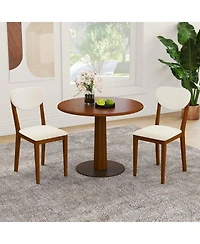 Gymax Sherpa Dining Chairs Set of 4 w/Rubber Wood Legs Padded Seat and Backrest
