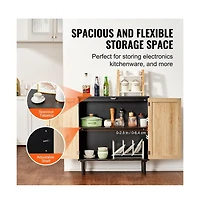 Sugift Rattan Storage Cabinet with Two Magnetic Doors and Adjustable Shelves