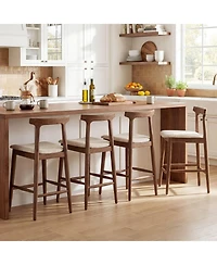 Costway Counter Height Bar Stools with Curved Backs and Upholstered Cushioned Seats