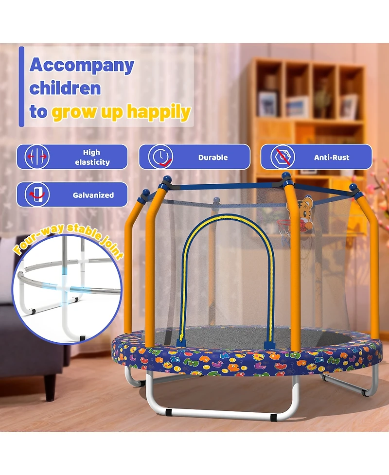 Zeny Trampoline for Kids Indoor and Outdoor Small Toddler with Basketball Hoop