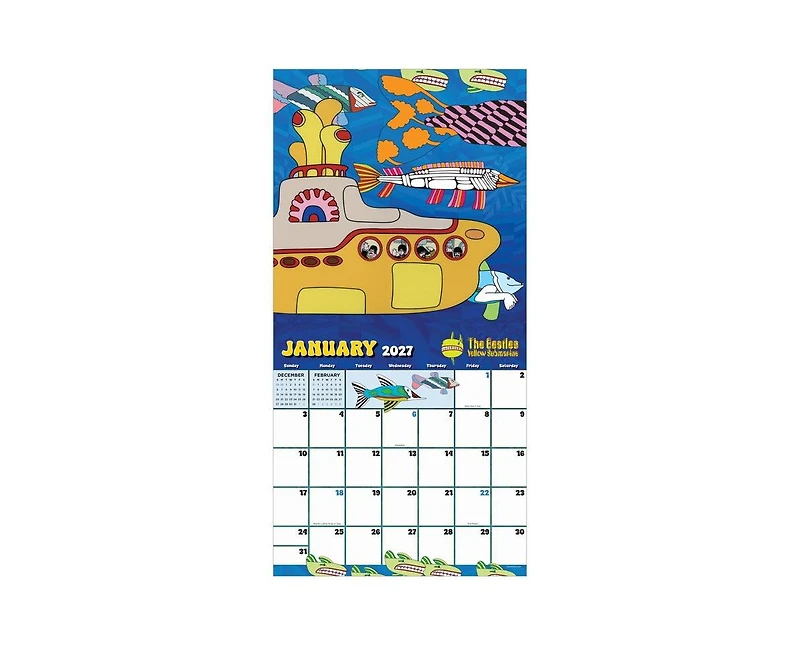 Tf Publishing Paper Goods 2027 The Beatles Submarine Wall Calendar
