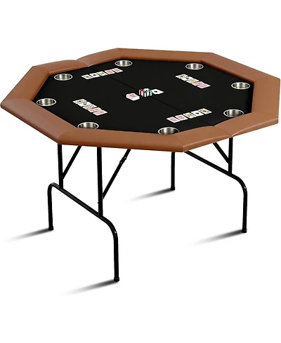 gaomon Octagon Poker Table with 8 Cup Holders, Casino Leisure Table for 8 Players