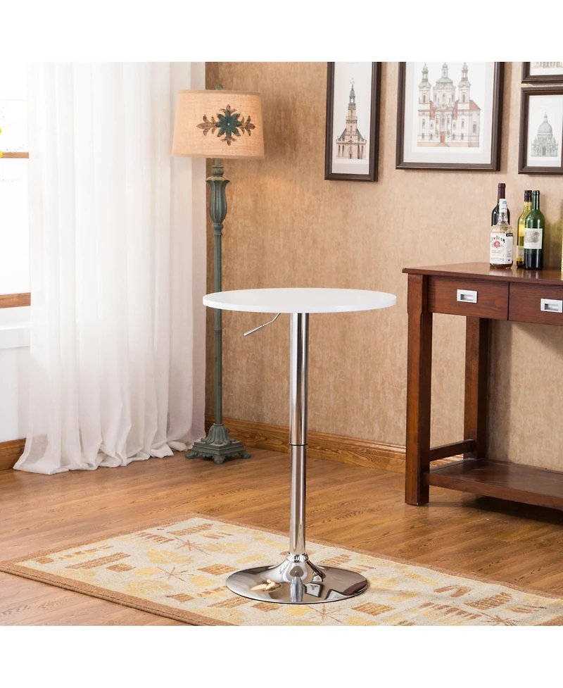 Flynama Adjustable Height Bar Table Set with 2 Swivel Stools, Gas-Lift Modern Home Bar Set
