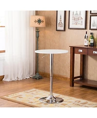 Flynama Adjustable Height Bar Table Set with 2 Swivel Stools, Gas-Lift Modern Home Bar Set