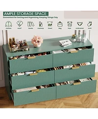 gaomon Fluted 6 Drawers Dresser For Bedroom, Wide Modern Chest of with Metal Handles, Living Room, Entryway, Hallway