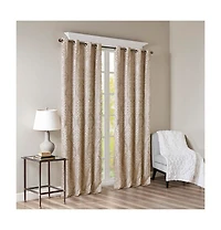 Avobird Knitted Jacquard Damask Total Blackout Grommet Top Curtain Panel