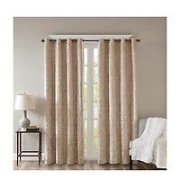 Avobird Knitted Jacquard Damask Total Blackout Grommet Top Curtain Panel