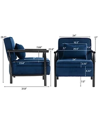 Clihome Storage Chair,Mid Century Modern Accent Chair with Wood Frame, Upholstered Living Room Chairs with Waist Cushion