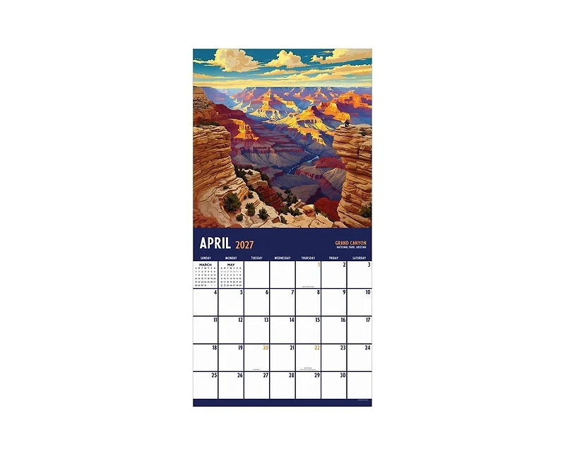 Tf Publishing Paper Goods 2027 National Parks-Art Wall Calendar