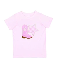 Sweet Wink Little Girls 5 -8 Bandana Cowgirl Patch Western Short Sleeve T-Shirt