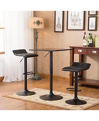 Flynama Square Adjustable Bar Table Set with 2 Swivel Stools, Gas-Lift for Modern Home