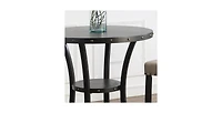 Flynama 3-Piece 36" Round Bar Table Set with 2 Fabric Nail Head Pub Stools