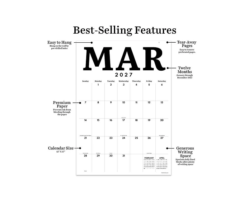 Tf Publishing Paper Goods 2027 Medium Art Poster Wall Calendar