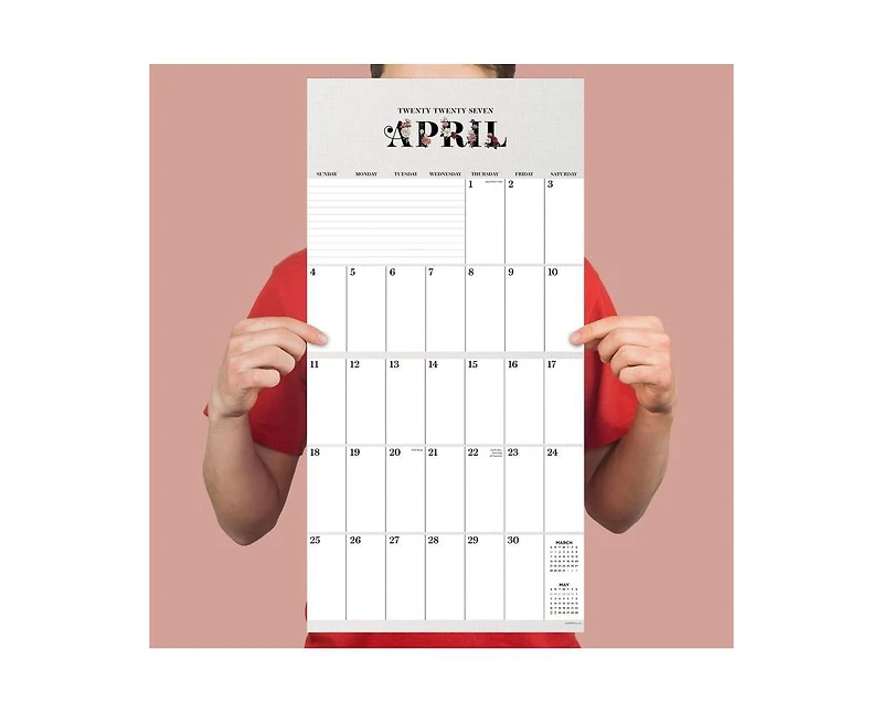 Tf Publishing Paper Goods 2027 Big Grid-Floral Wall Calendar