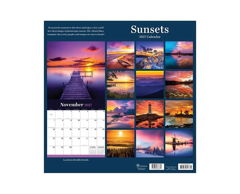 Tf Publishing Paper Goods 2027 Sunsets Wall Calendar