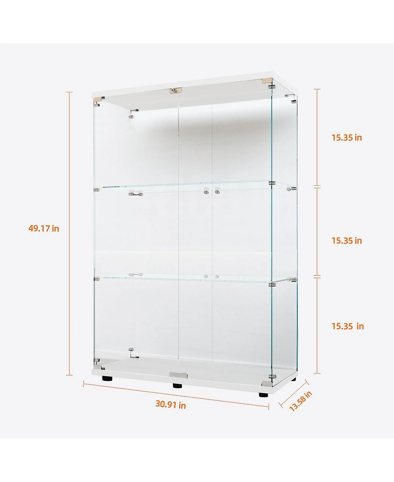 Flynama Tempered Glass Display Cabinet with Led Lighting
