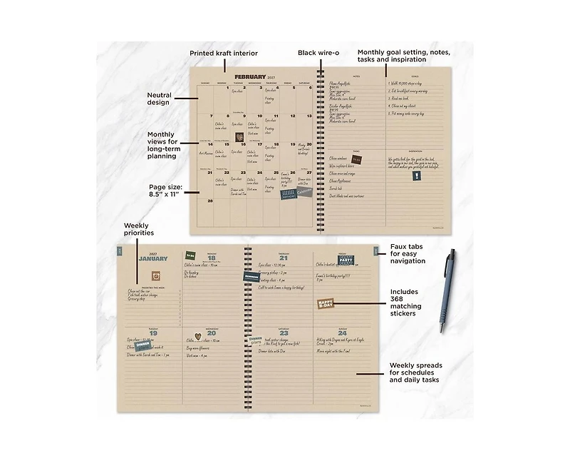 Tf Publishing Paper Goods 2027 Foggy Forest Large Weekly Monthly Planner