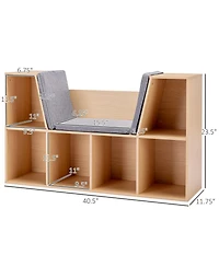 Flynama 6-Cubby Kids Bookcase with Soft Cushion Reading Nook