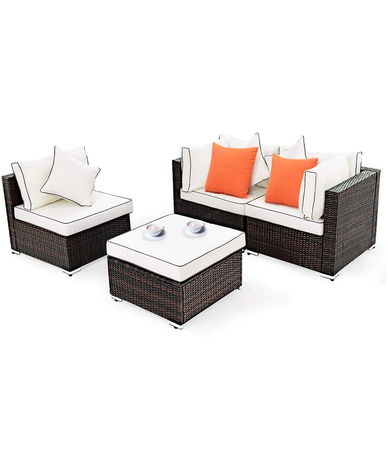 Slickblue 4 pcs Wicker Rattan Sofa Furniture Set